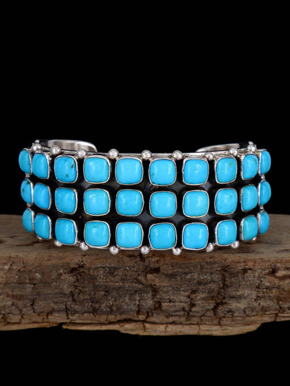 Native American Jewelry Sleeping Beauty Turquoise Sterling Silver Cuff Bracelet - PuebloDirect.com