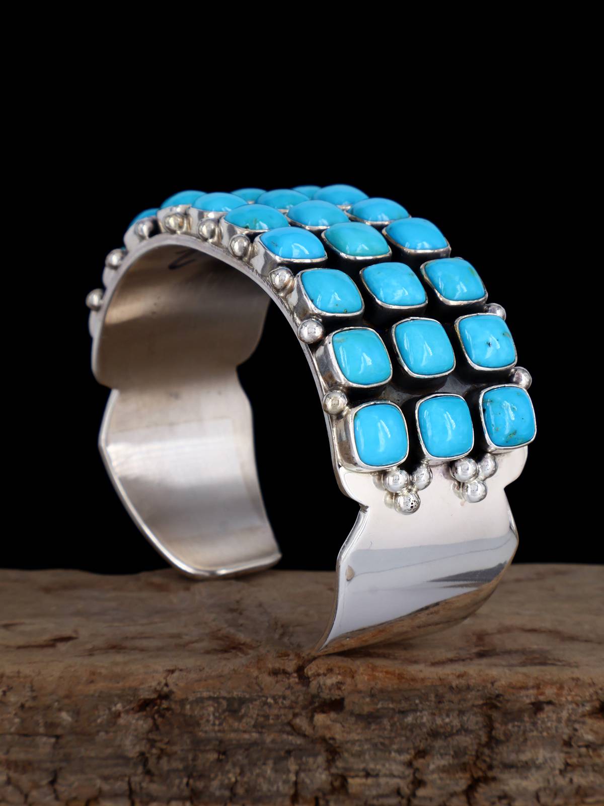 Native American Jewelry Sleeping Beauty Turquoise Sterling Silver Cuff Bracelet - PuebloDirect.com
