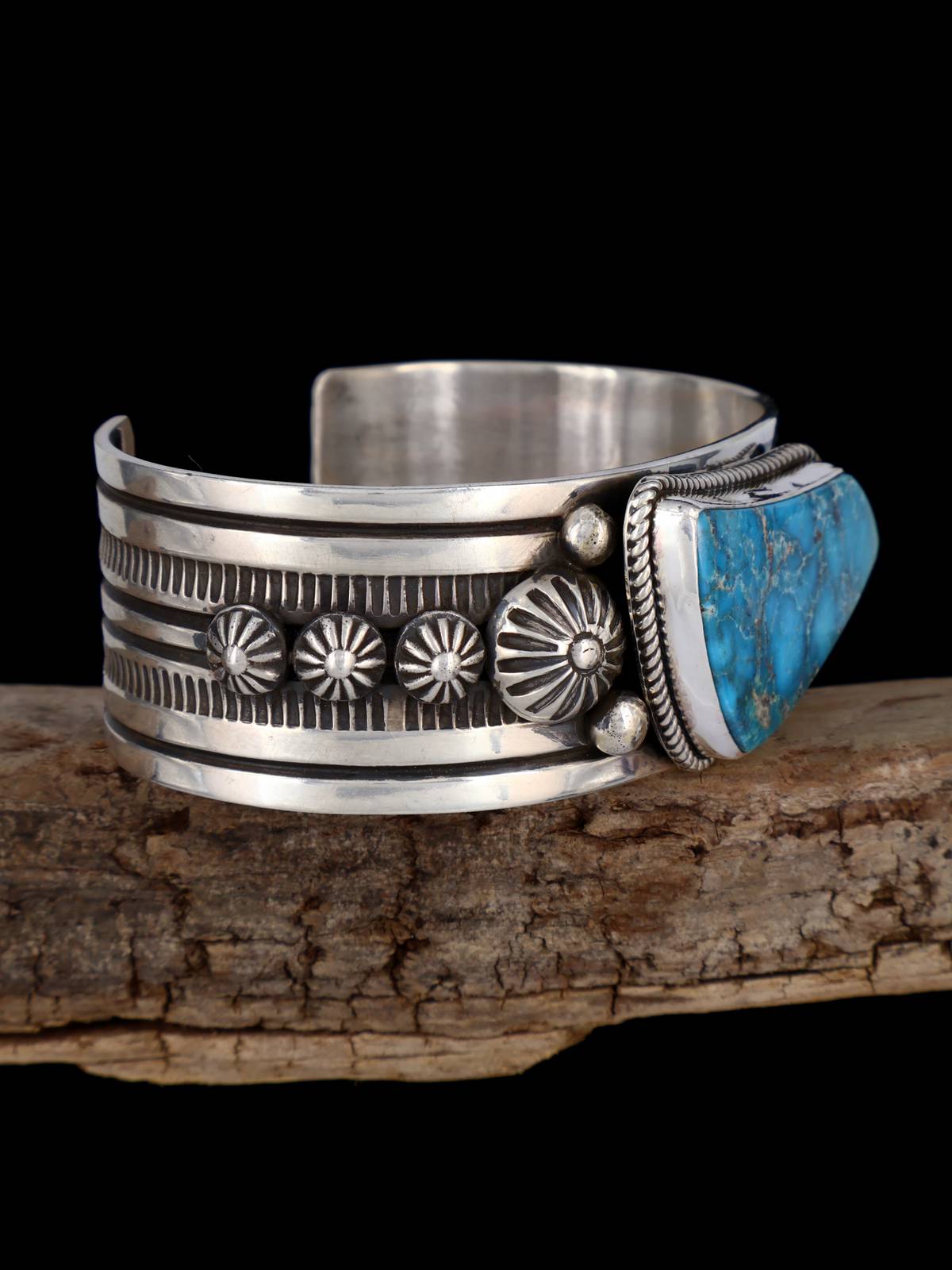 Native Sterling Jewelry Kingman Turquoise Cuff Bracelet - PuebloDirect.com