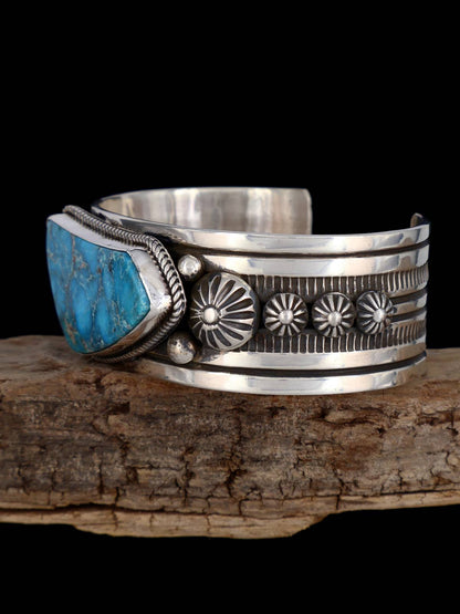 Native Sterling Jewelry Kingman Turquoise Cuff Bracelet - PuebloDirect.com