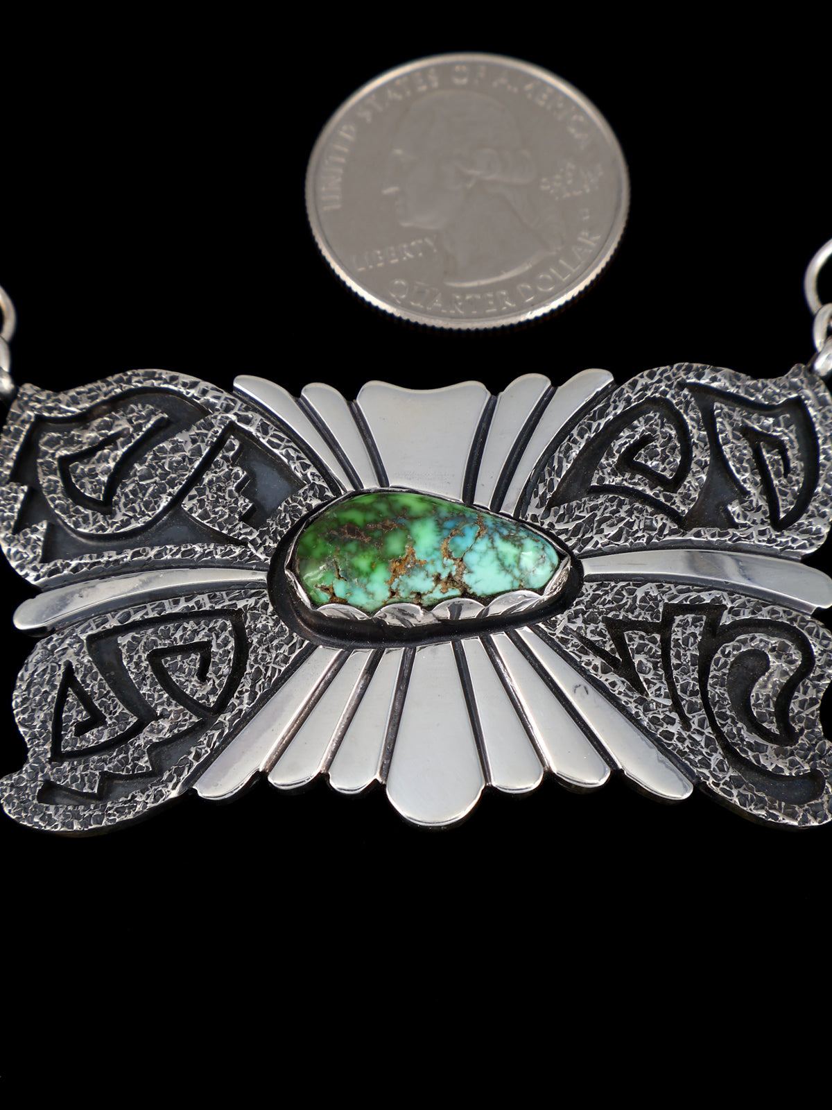 Native American Sterling Silver Natural Carico Lake Turquoise Necklace - PuebloDirect.com