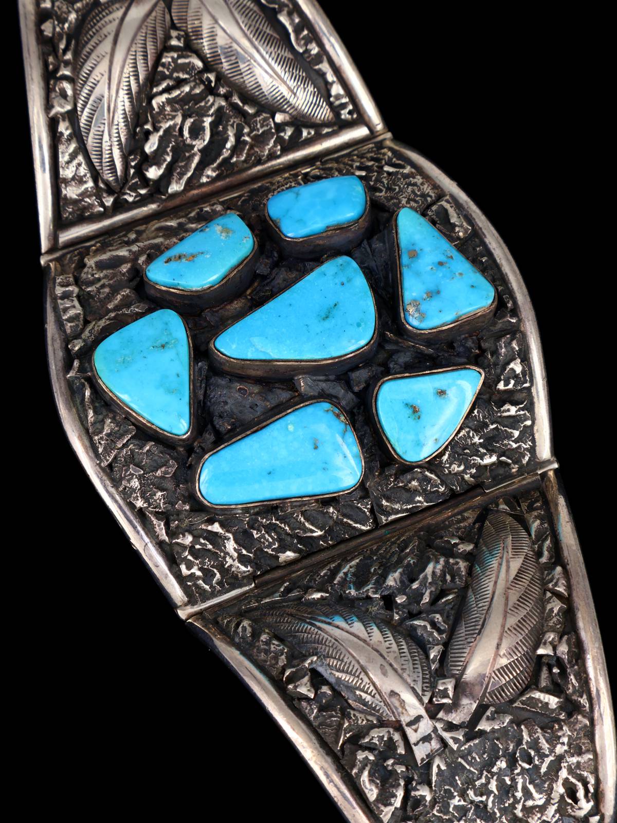 Vintage Estate Navajo Sterling Silver Morenci Turquoise Bracelet - PuebloDirect.com