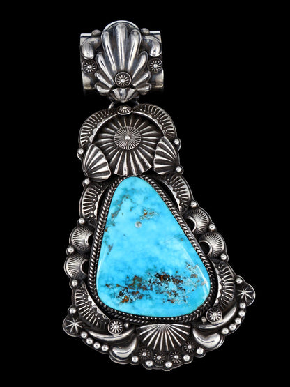 Native American Sterling Silver Jewelry Natural Morenci Turquoise Pendant - PuebloDirect.com