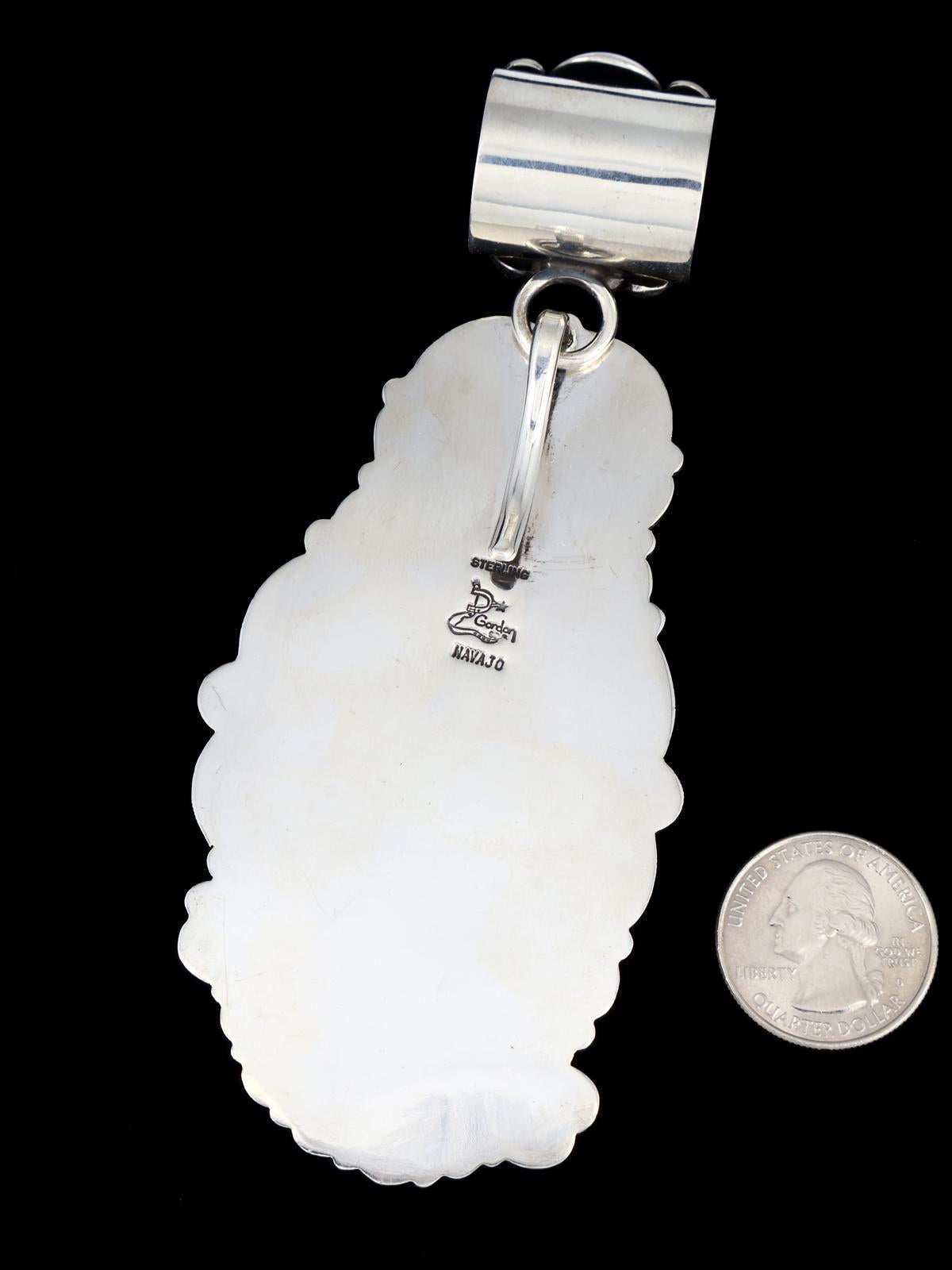 Native American Sterling Silver Jewelry Natural Morenci Turquoise Pendant