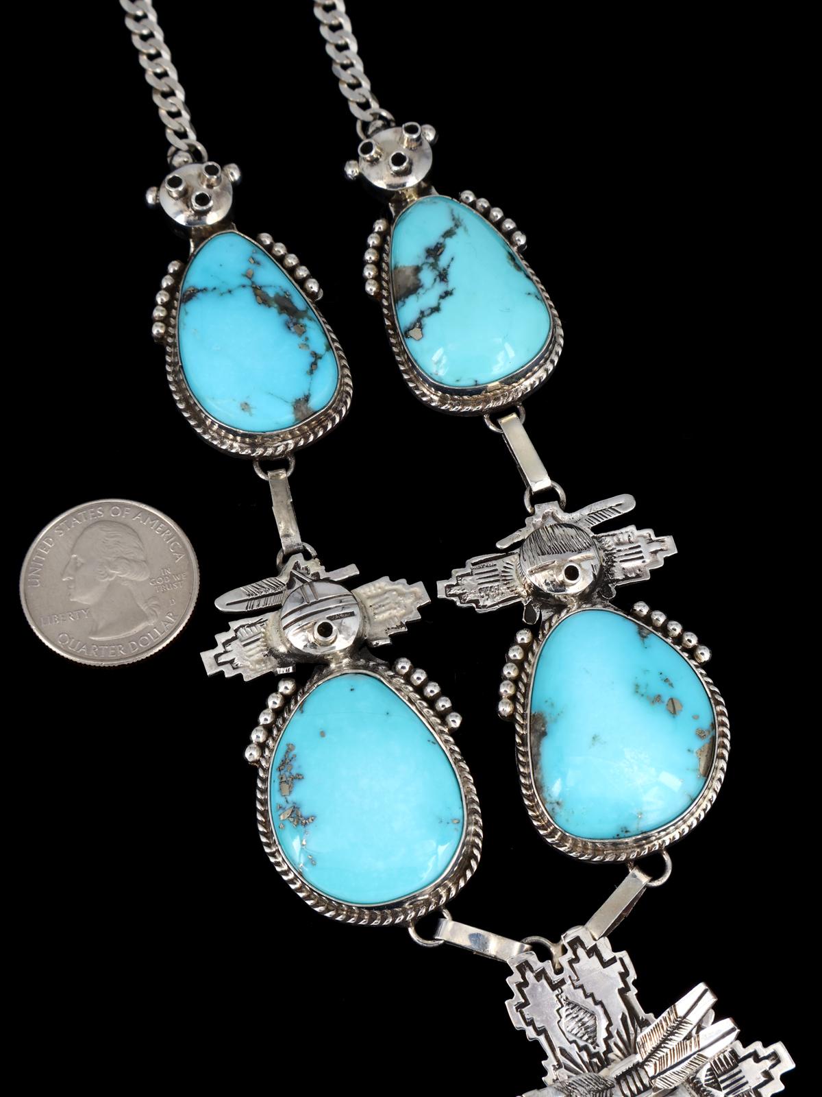 Native American Sterling Silver Campitos Turquoise Kachina Necklace - PuebloDirect.com
