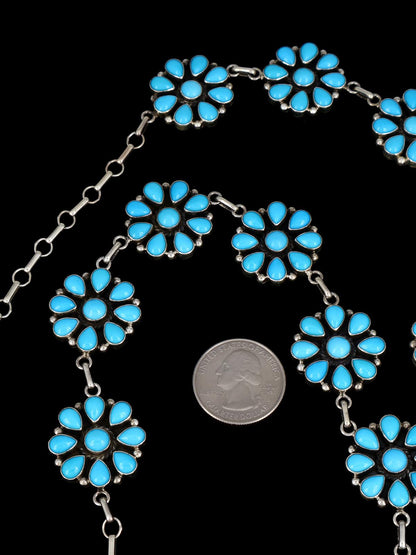 Navajo Jewelry Sterling Silver Sleeping Beauty Turquoise Lariat Necklace - PuebloDirect.com