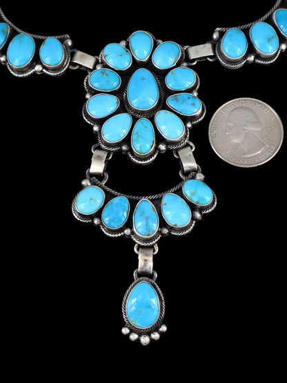 Native American Sterling Silver Turquoise Lariat Necklace - PuebloDirect.com