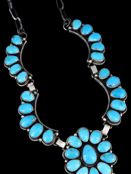 Native American Sterling Silver Turquoise Lariat Necklace - PuebloDirect.com