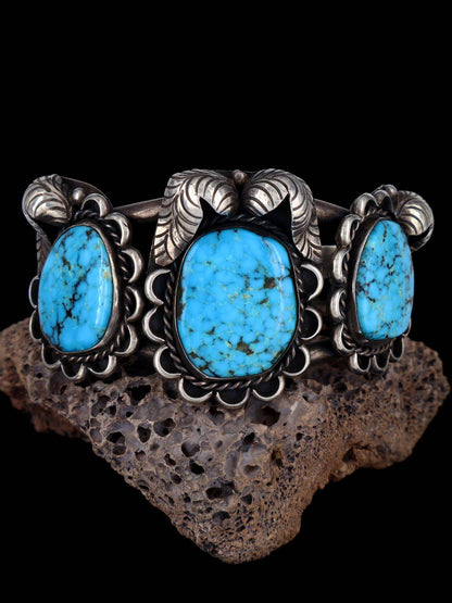 Estate Native American Sterling Silver Turquoise Bracelet - PuebloDirect.com
