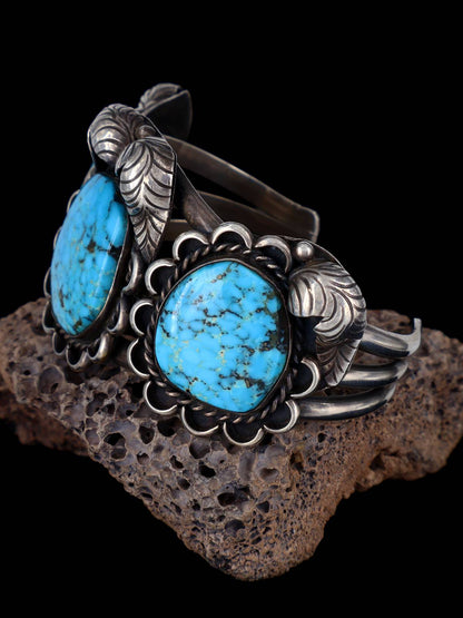 Estate Native American Sterling Silver Turquoise Bracelet - PuebloDirect.com