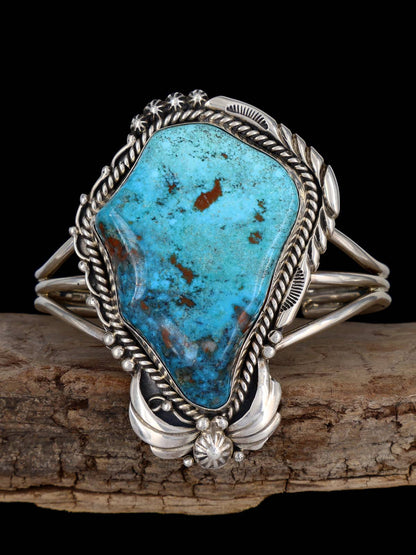 Estate Native American Sterling Silver Turquoise Bracelet - PuebloDirect.com
