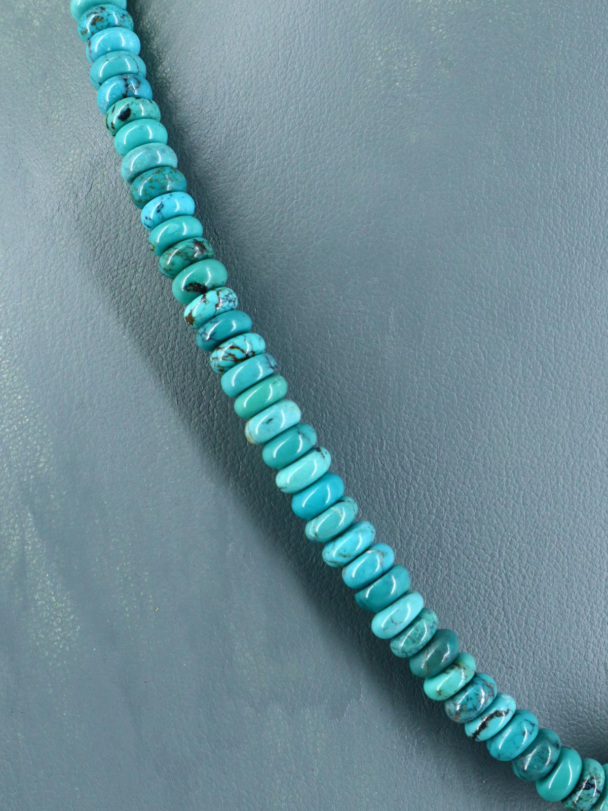 18" Native American Turquoise and Silver Bead Necklace