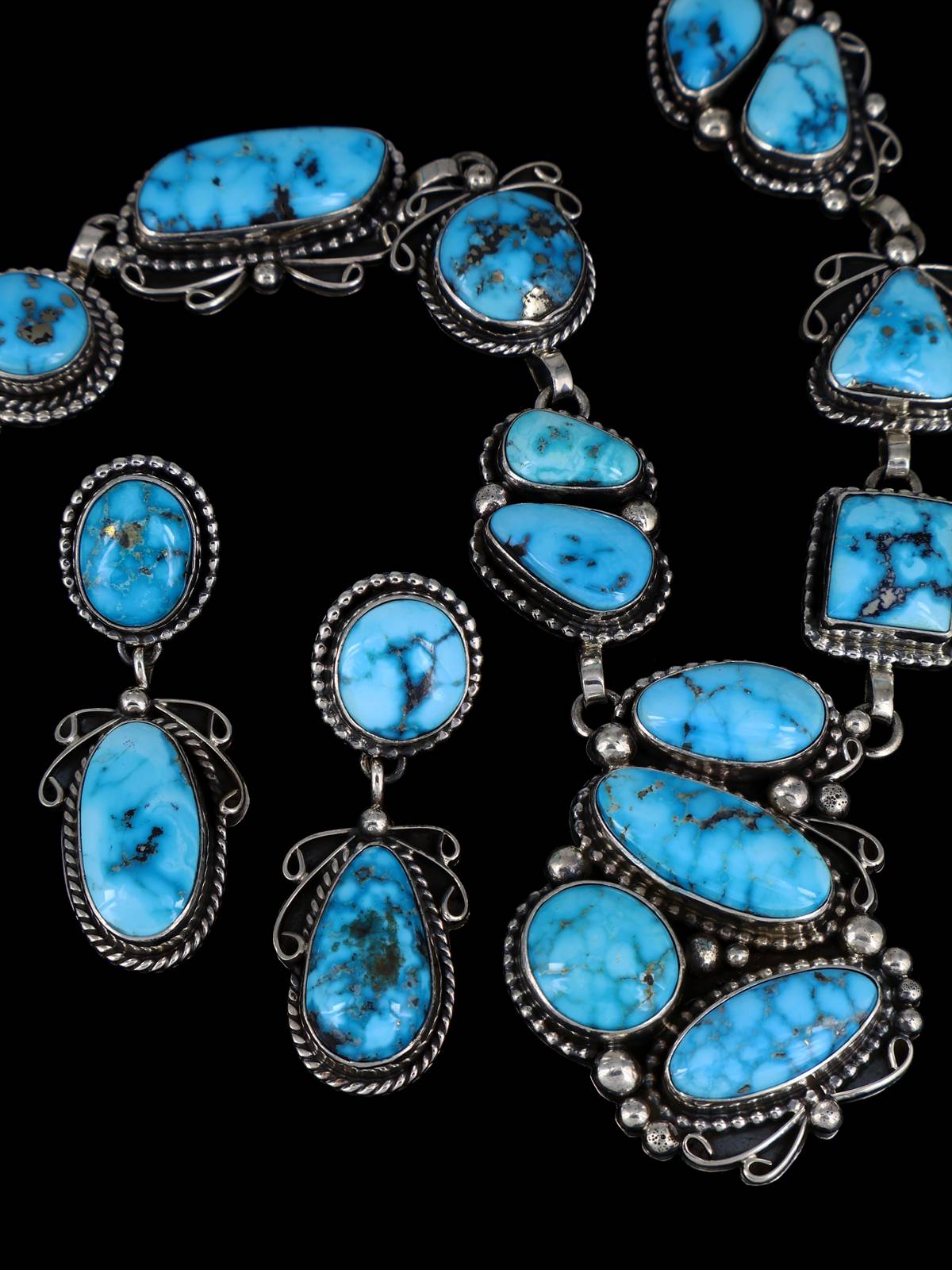 Native American Jewelry Kingman Turquoise Lariat Necklace Set - PuebloDirect.com