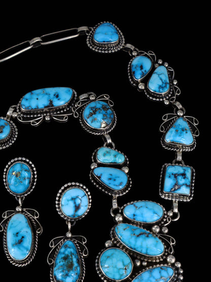 Native American Jewelry Kingman Turquoise Lariat Necklace Set - PuebloDirect.com