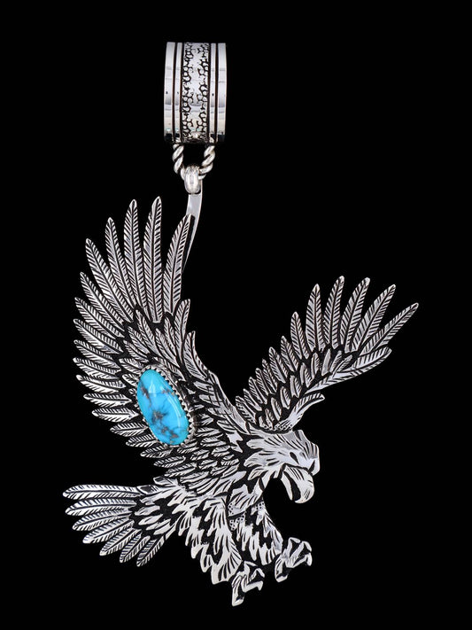 Native American Sterling Silver Overlay Eagle Pendant - PuebloDirect.com