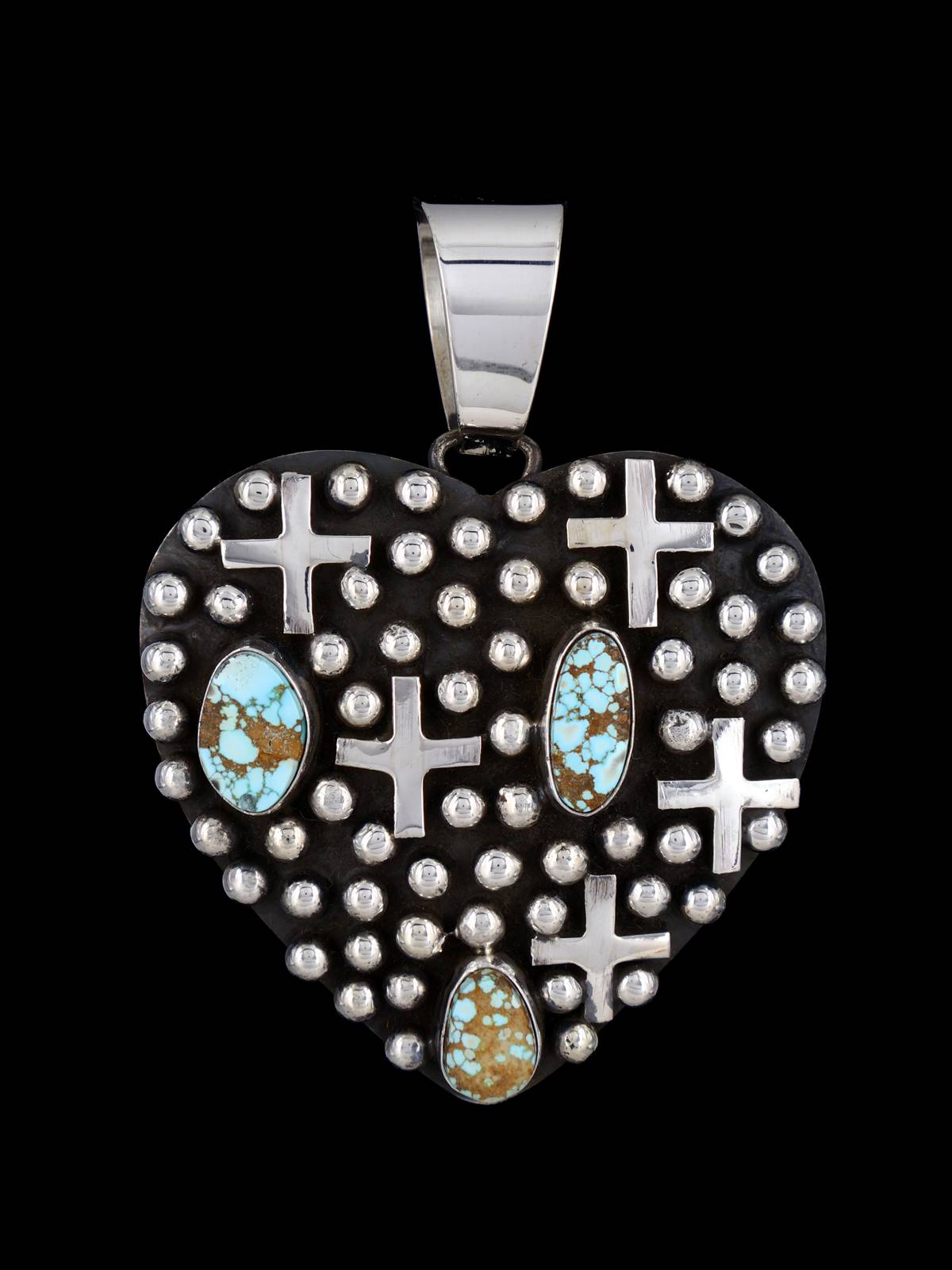 Native American Jewelry Droplet Turquoise Heart Pendant - PuebloDirect.com