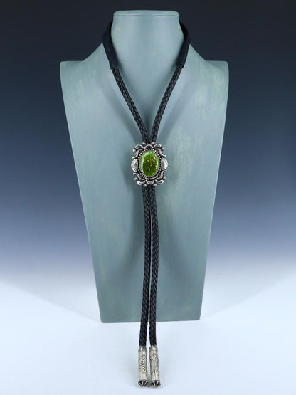 Native American Sterling Silver Sonoran Gold Turquoise Bolo Tie
