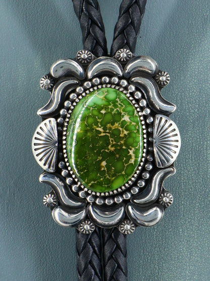 Native American Sterling Silver Sonoran Gold Turquoise Bolo Tie