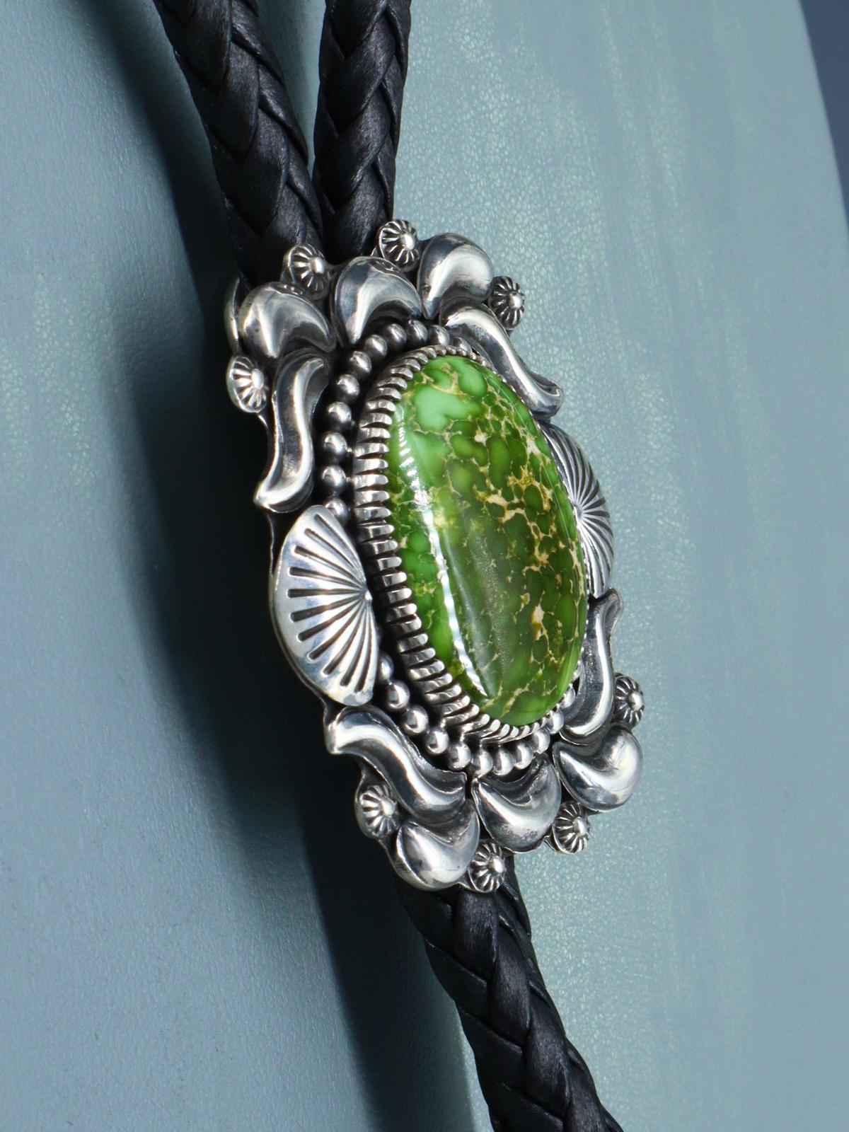 Native American Sterling Silver Sonoran Gold Turquoise Bolo Tie