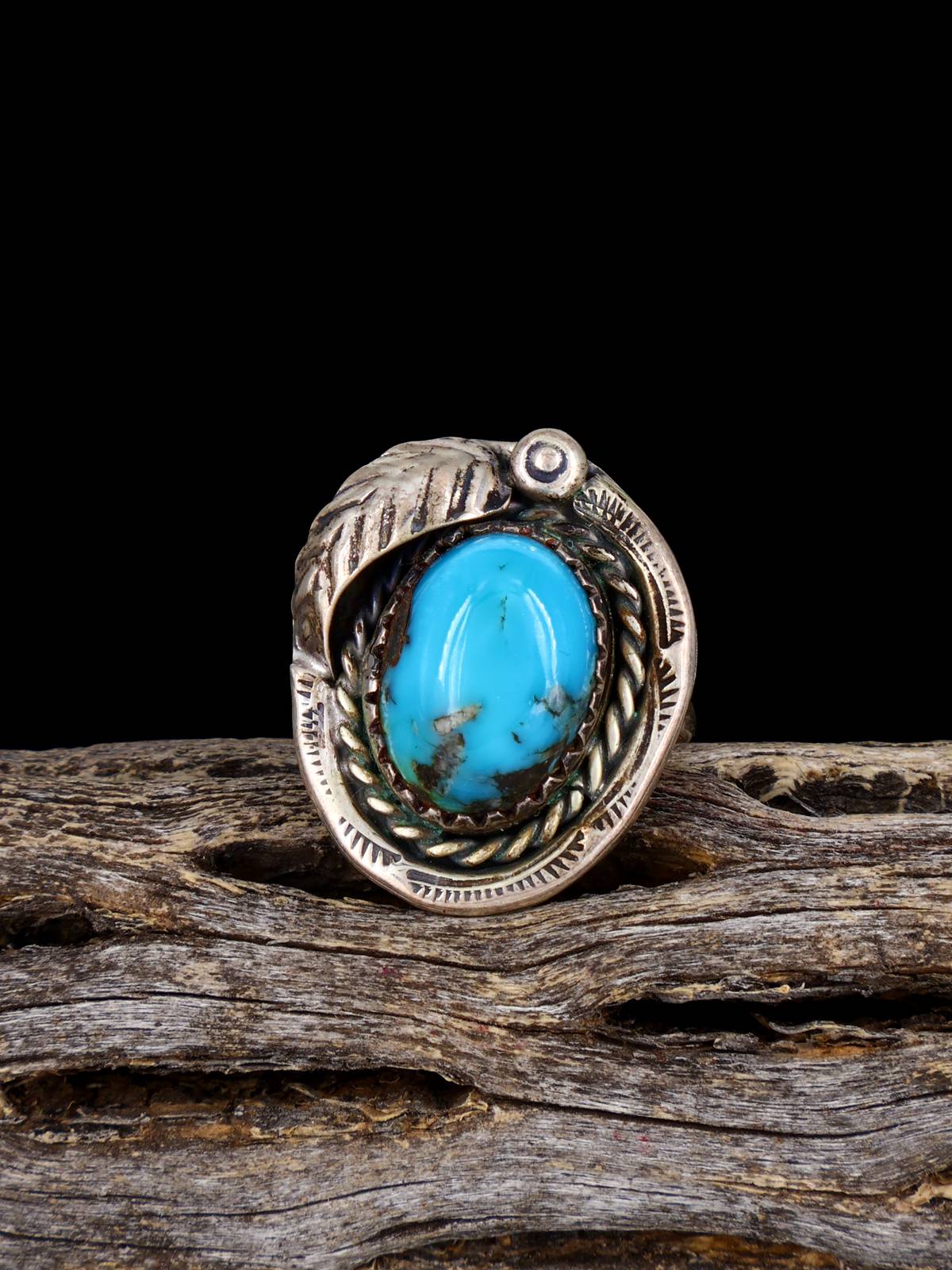 Estate Sterling Silver Turquoise Ring, Size 5 1/2 - PuebloDirect.com
