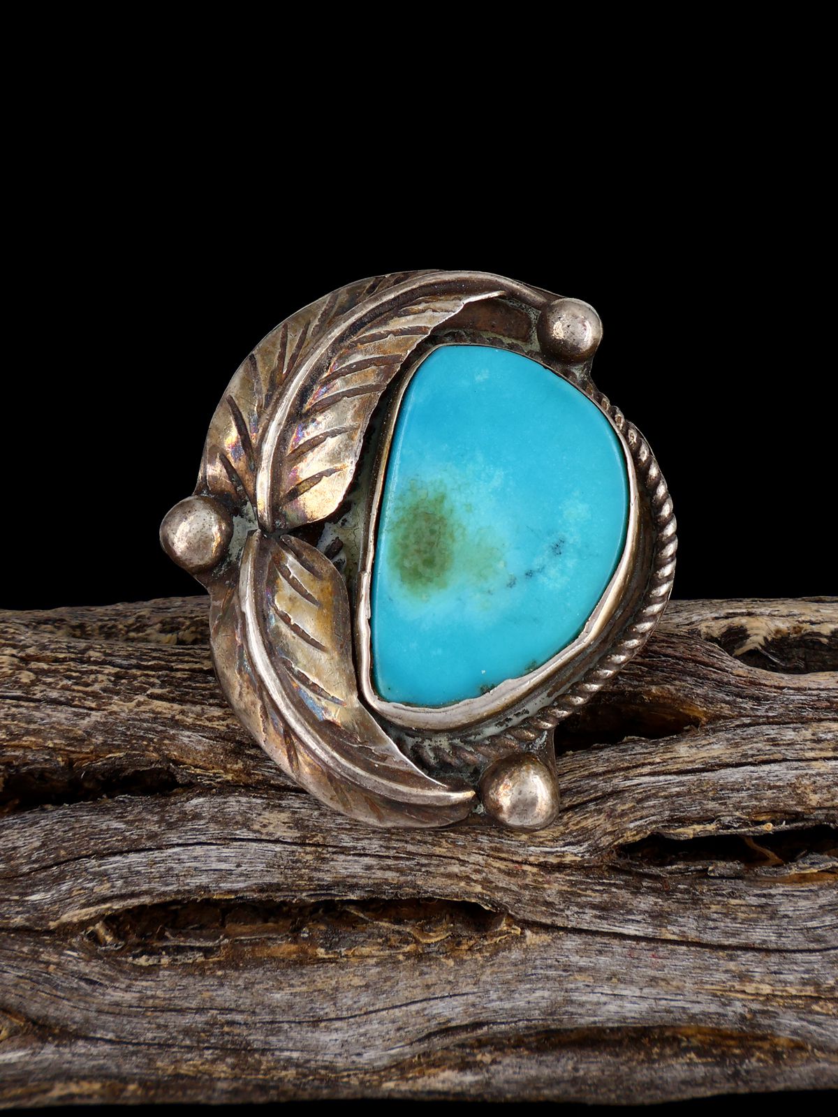 Old Estate Sterling Silver Turquoise Ring, Size 5 3/4 - PuebloDirect.com