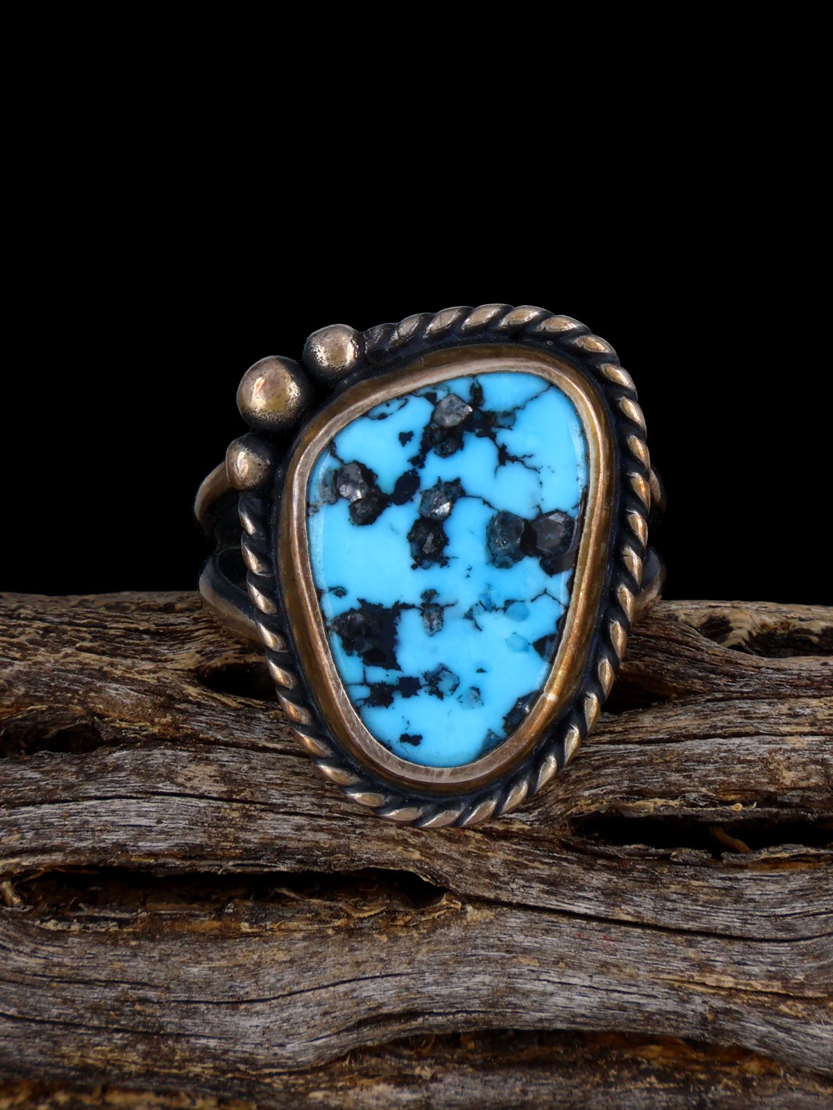 Vintage Sterling Silver Turquoise Ring, Size 11 - PuebloDirect.com