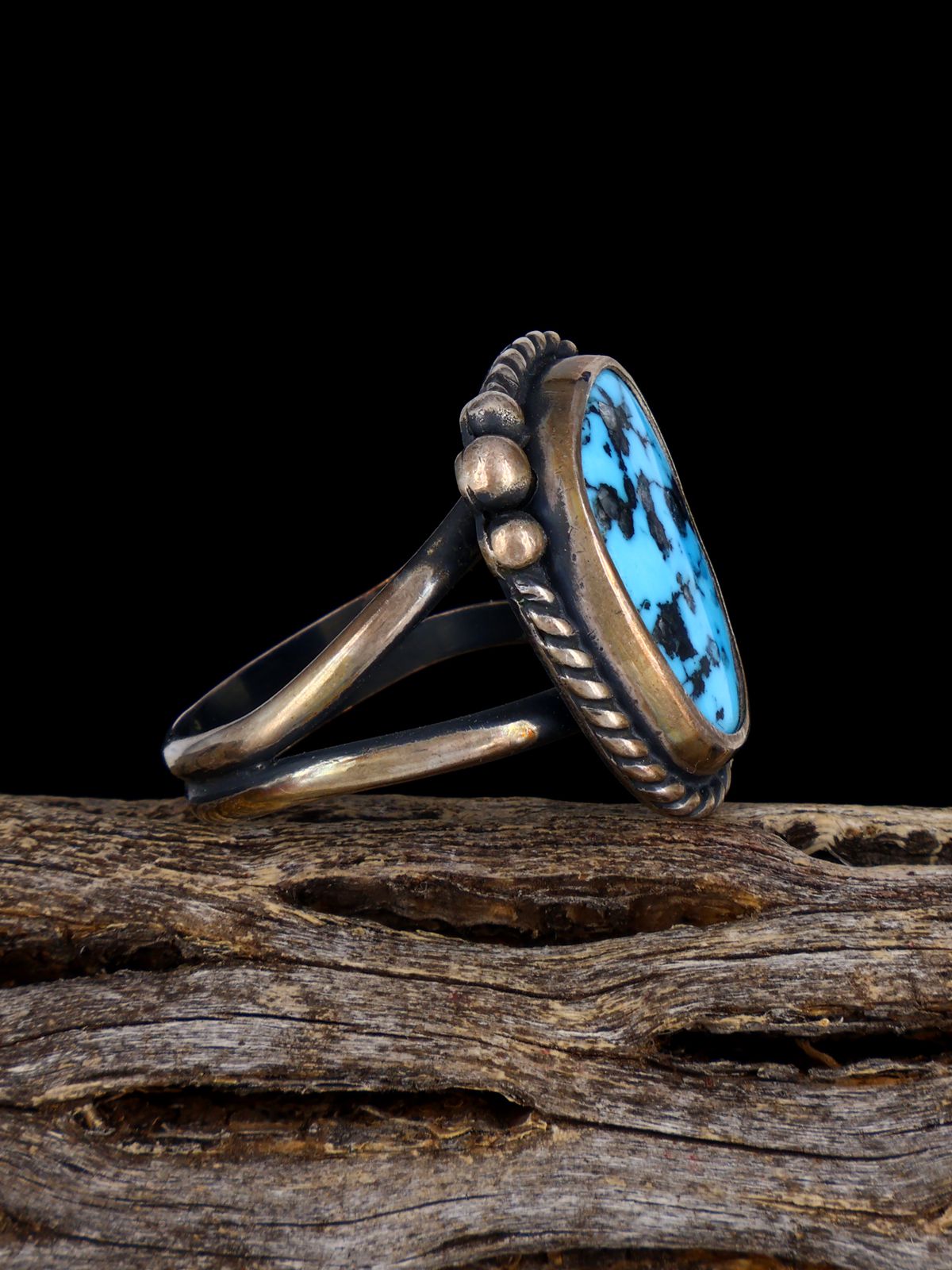 Vintage Sterling Silver Turquoise Ring, Size 11 - PuebloDirect.com