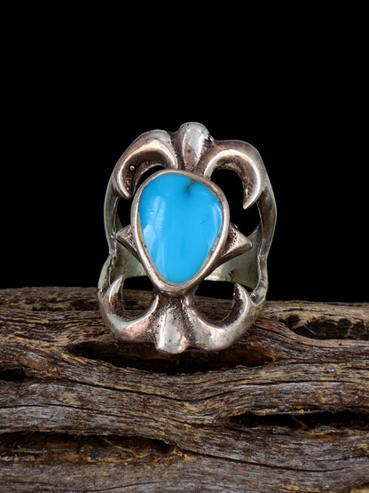 Old Estate Sterling Silver Turquoise Ring, Size 5 1/2 - PuebloDirect.com