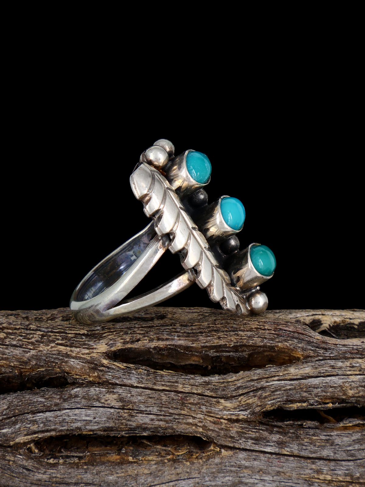 Estate Sterling Silver Turquoise Ring, Size 5 1/4 - PuebloDirect.com