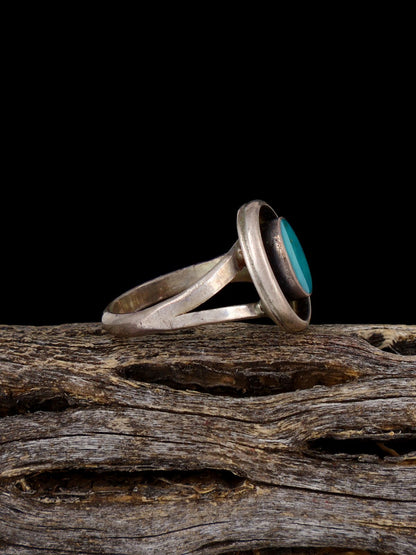 Estate Sterling Silver Turquoise Ring, Size 4 1/2 - PuebloDirect.com