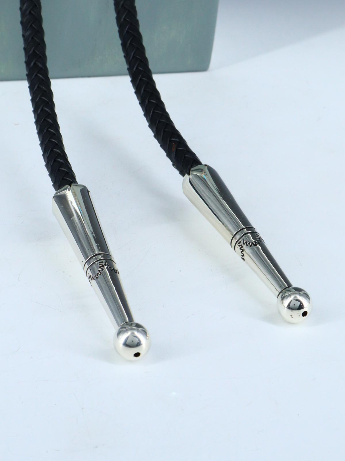 Native American Indian Sterling Silver Turquoise Bolo Tie - PuebloDirect.com