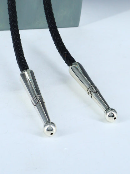Native American Indian Sterling Silver Turquoise Bolo Tie - PuebloDirect.com