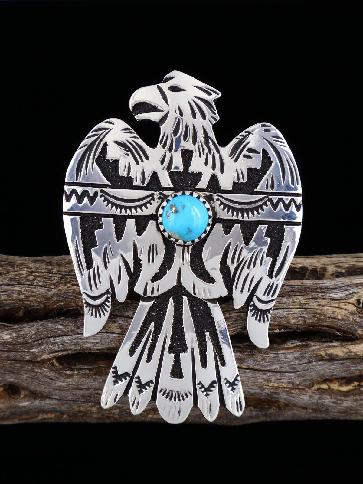 Adjustable Sterling Silver Overlay Turquoise Eagle Ring - PuebloDirect.com