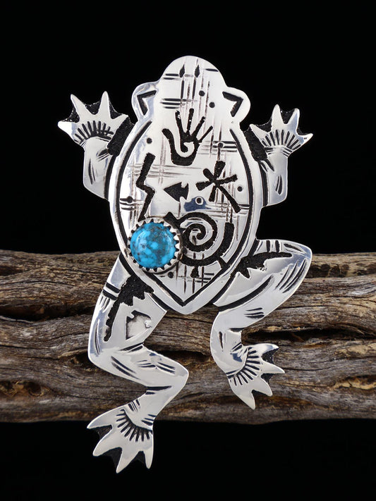 Adjustable Sterling Silver Overlay Turquoise Frog Ring - PuebloDirect.com