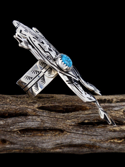 Adjustable Sterling Silver Overlay Turquoise Frog Ring - PuebloDirect.com