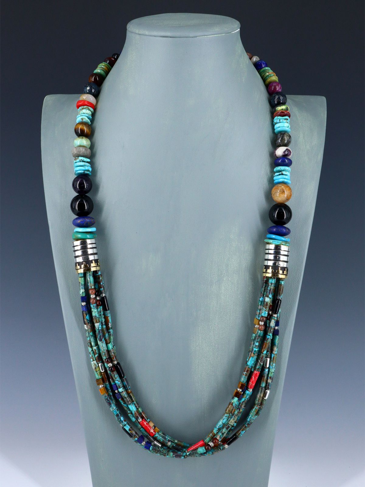 30" Navajo Turquoise Multi Strand Beaded Necklace - PuebloDirect.com