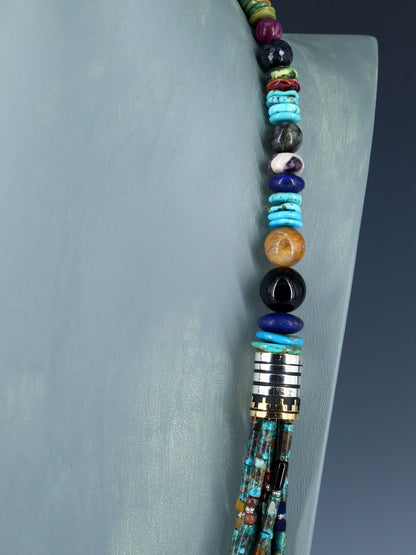 30" Navajo Turquoise Multi Strand Beaded Necklace - PuebloDirect.com