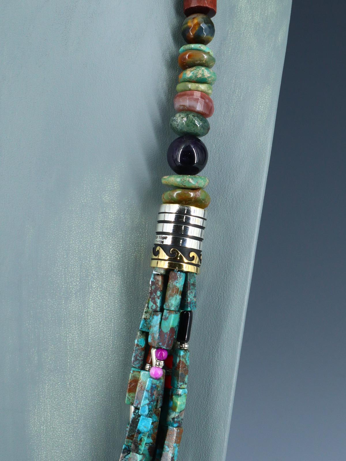 30" Navajo Turquoise Multi Strand Beaded Necklace - PuebloDirect.com