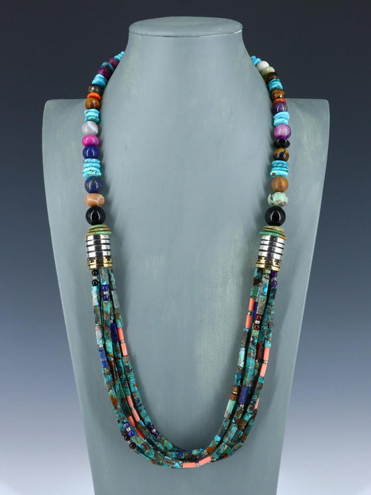30" Navajo Turquoise Multi Strand Beaded Necklace - PuebloDirect.com