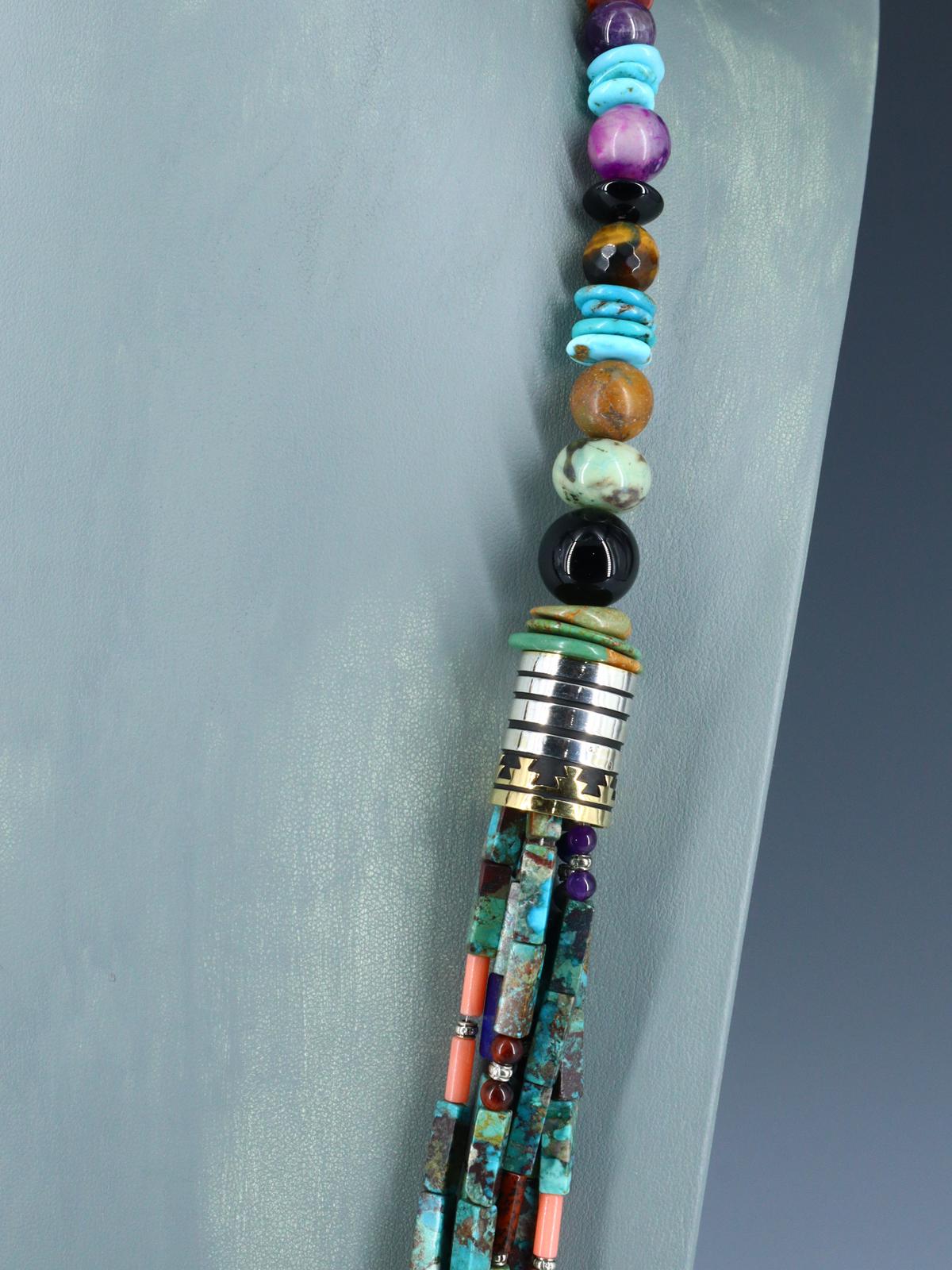 30" Navajo Turquoise Multi Strand Beaded Necklace - PuebloDirect.com