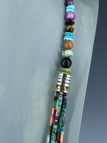 30" Navajo Turquoise Multi Strand Beaded Necklace - PuebloDirect.com