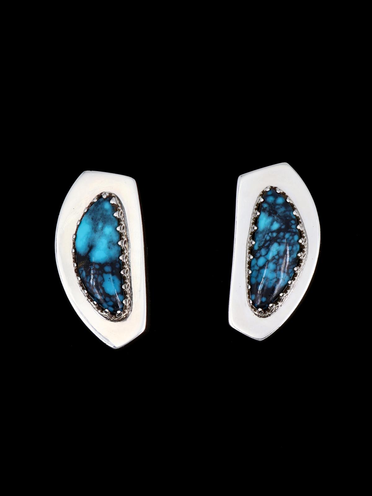 Estate Navajo Natural Cloud Mountain Turquoise Sterling Silver Necklace Set - PuebloDirect.com