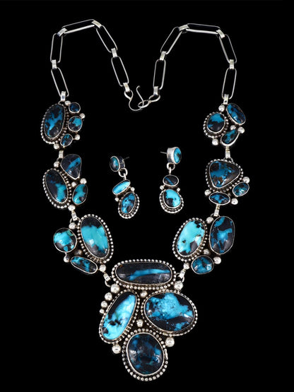 Navajo Sterling Silver Blue Moon Turquoise Lariat Y Necklace - PuebloDirect.com