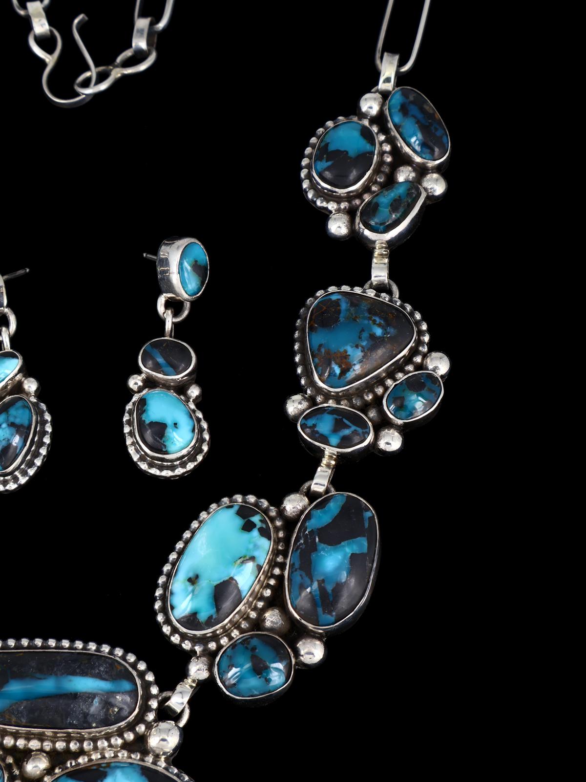 Navajo Sterling Silver Blue Moon Turquoise Lariat Y Necklace - PuebloDirect.com