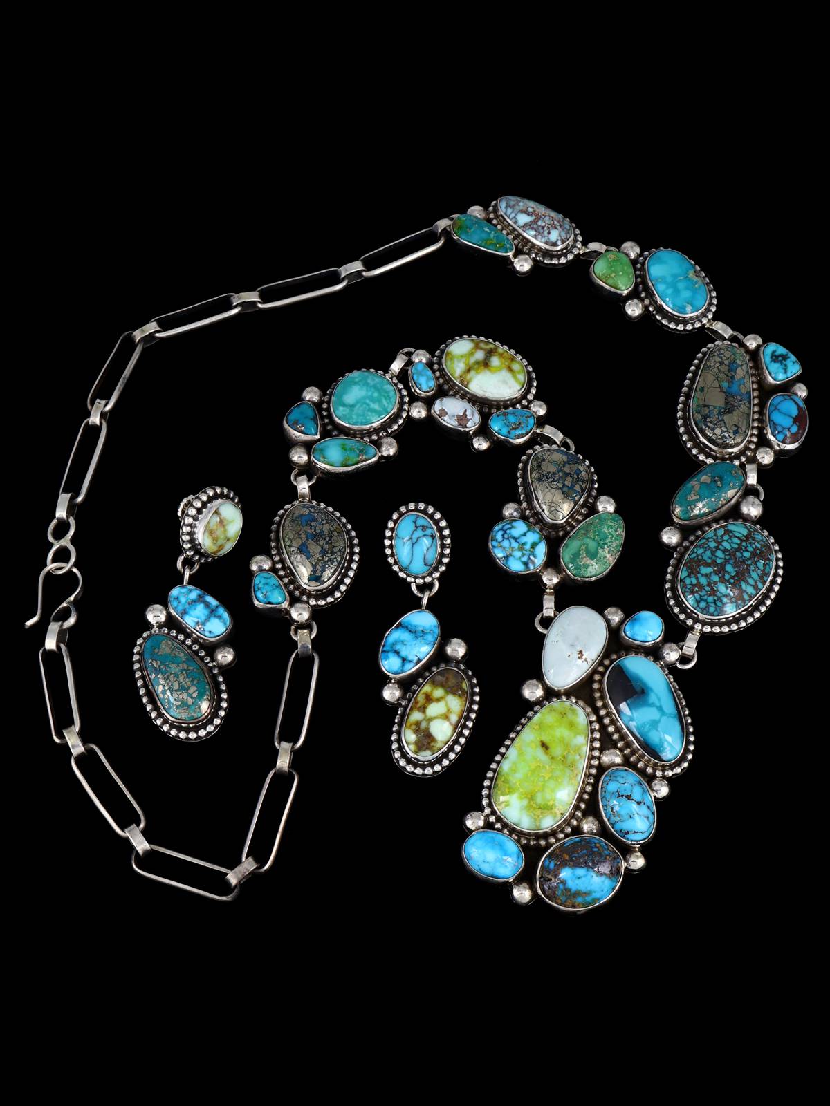 Native American Jewelry Turquoise Lariat Necklace Set - PuebloDirect.com