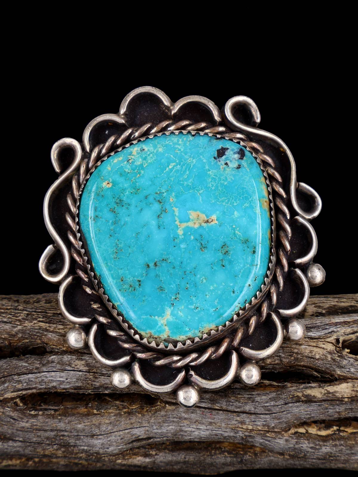 Estate Sterling Silver Turquoise Ring, Size 6 1/2 - PuebloDirect.com