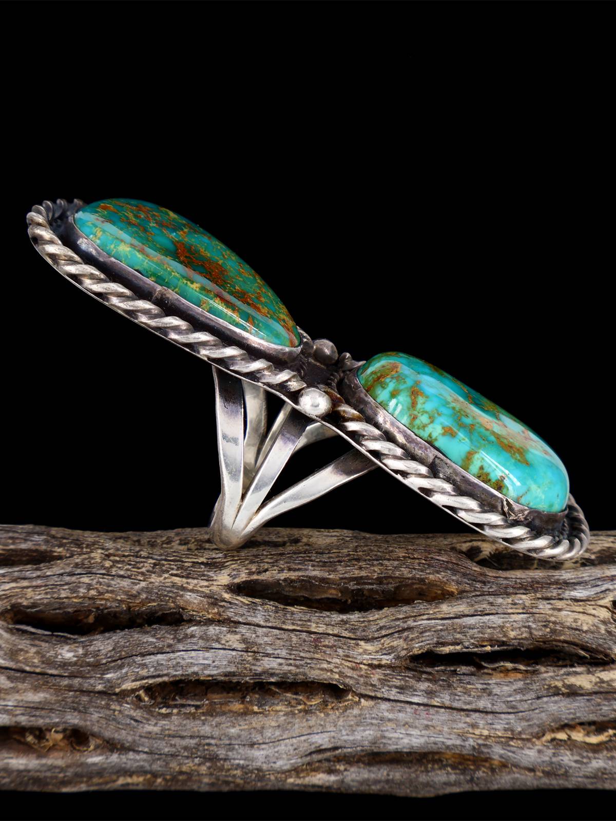 Old Sterling Silver Turquoise Ring, Size 6 1/2 - PuebloDirect.com