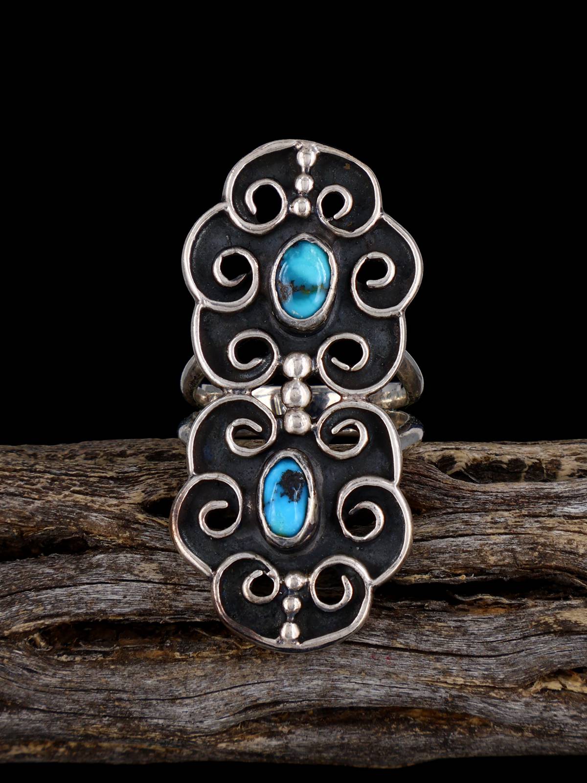 Vintage Sterling Silver Turquoise Ring, Size 6 1/2 - PuebloDirect.com