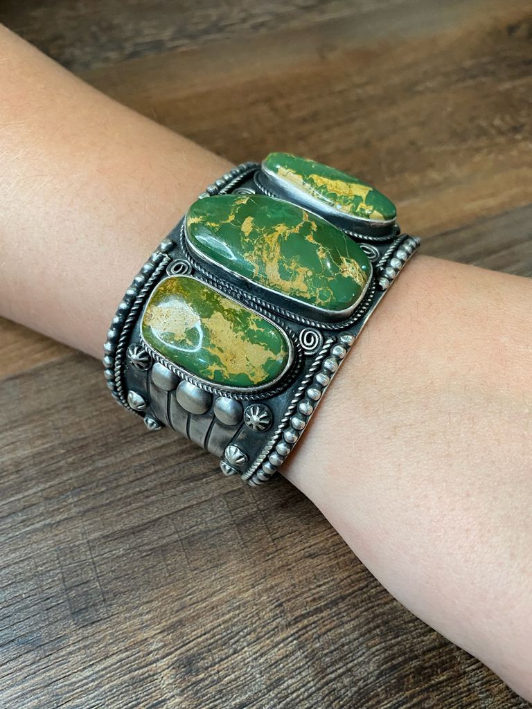 Native American Jewelry Stone Mountain Turquoise Cuff Bracelet - PuebloDirect.com